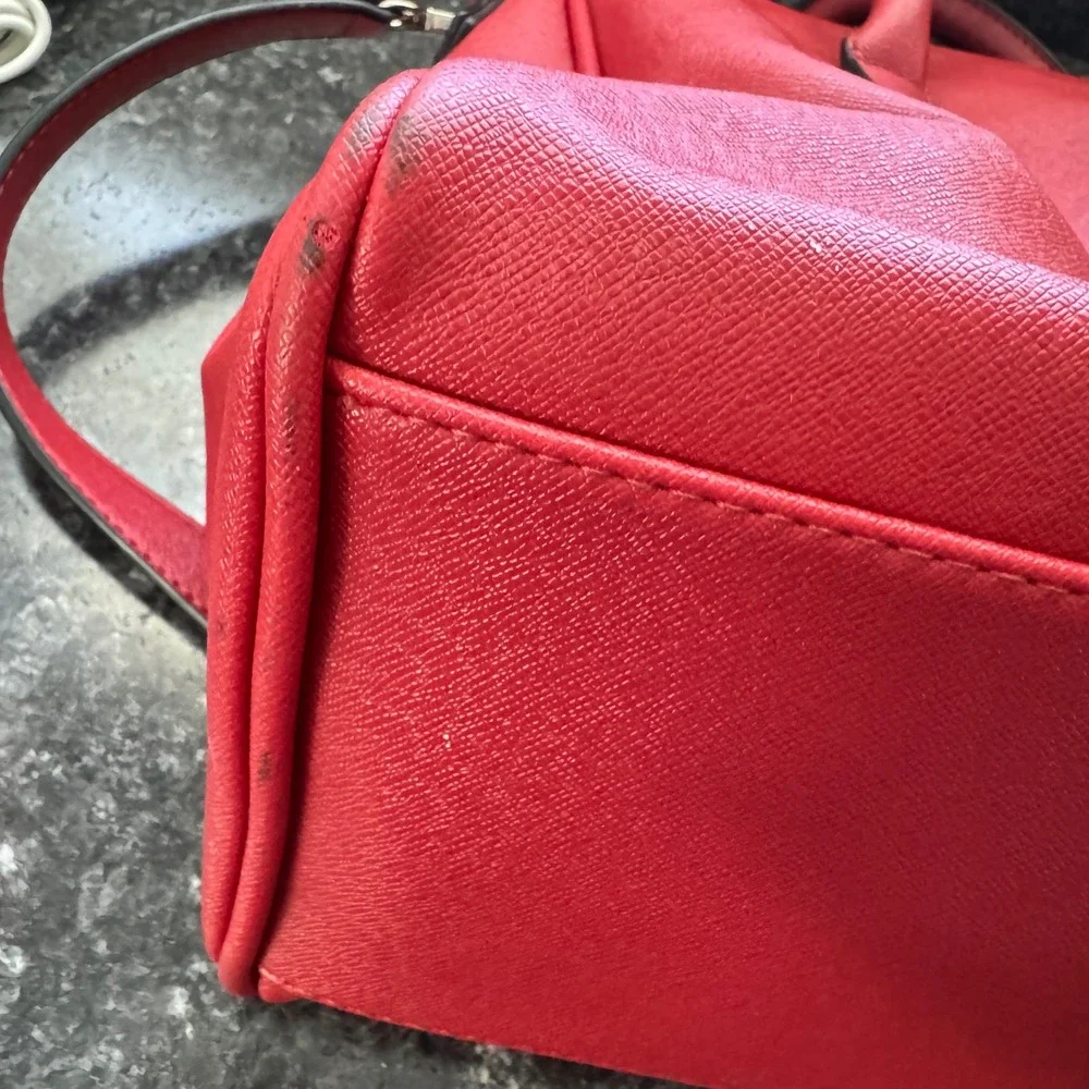 Christian Siriano New York Red Saffiano Satchel Crossbody Handbag